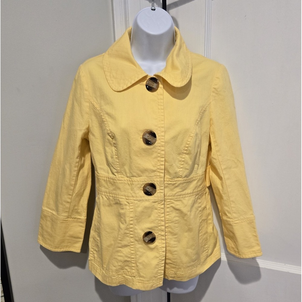 Ambition Woman's Yellow Denim Button Down‎ Jean Jacket  w/ Pockets Size Medium